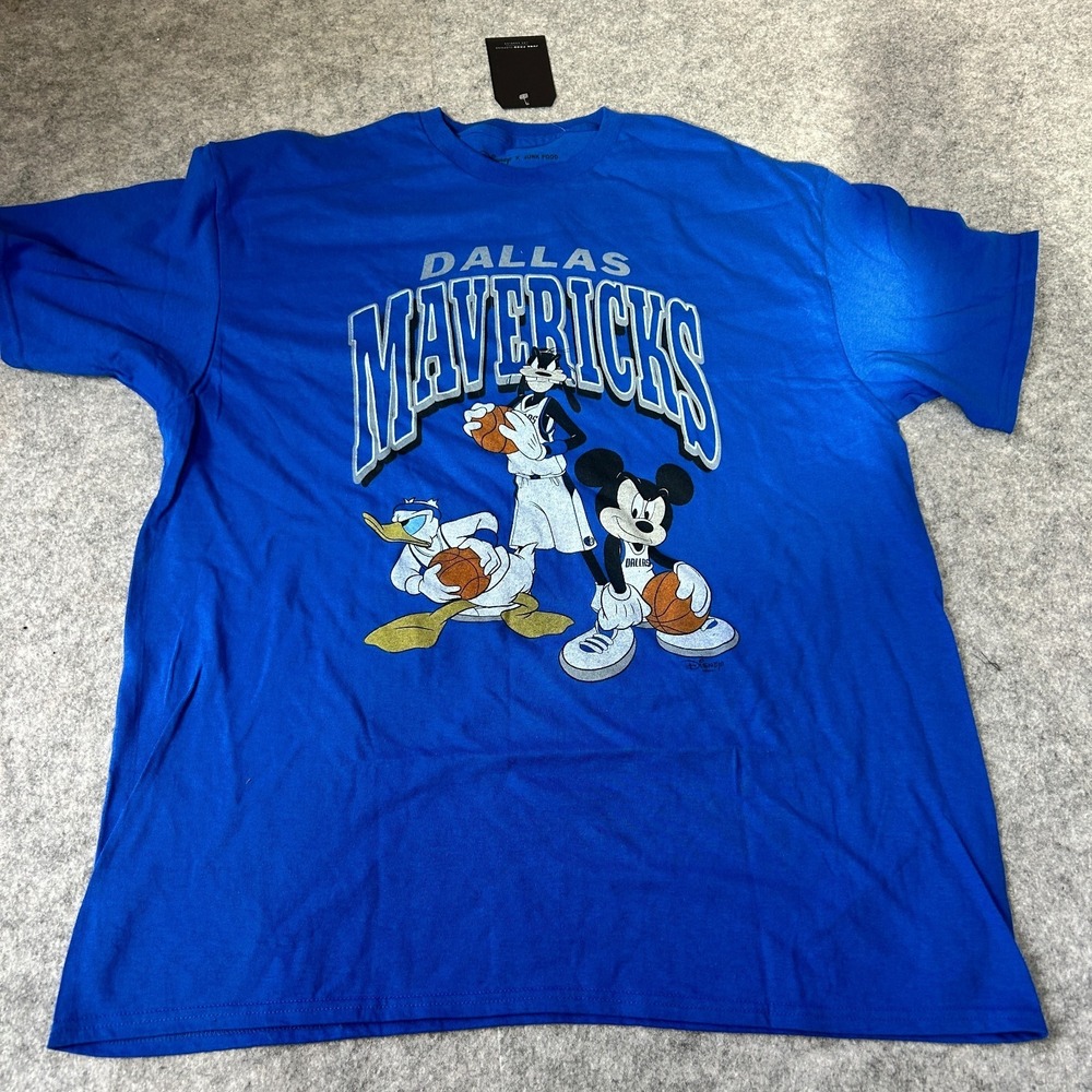 Disney Junk Food NBA Dallas Mavericks T Shirt Size Large Blue Mickey NWT